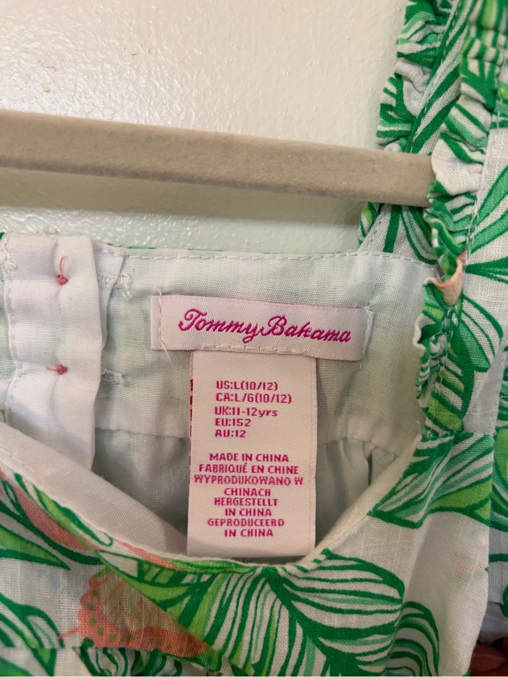 Tommy Bahama Girls' Green & Peach Leaf Ruffle Tank